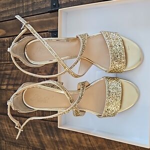 SIZE 10 Gold sparkle dress heel